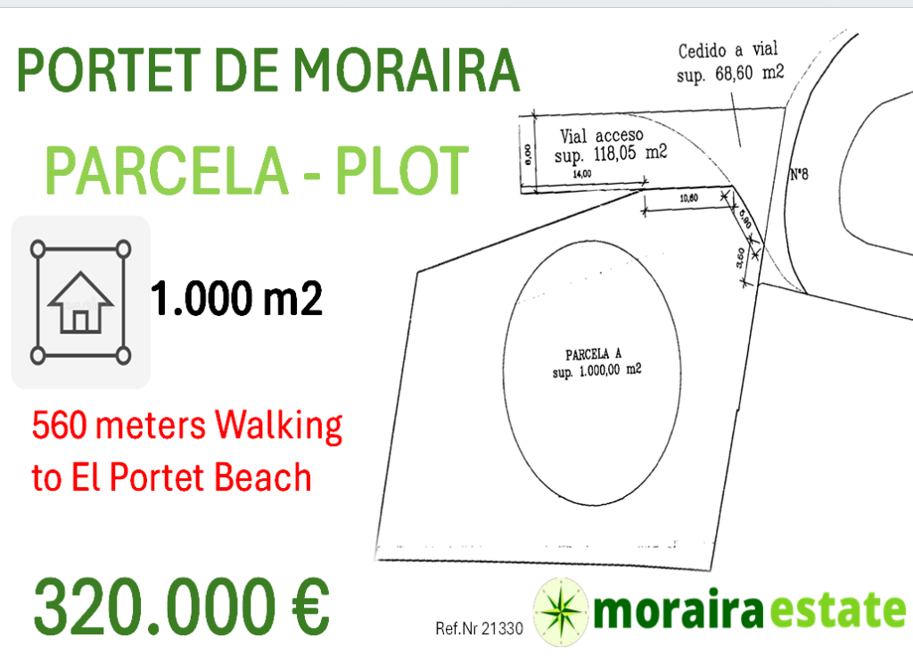 PARCELA-PLOT en El Portet De Moraira a 550 metros de la playa del Portet