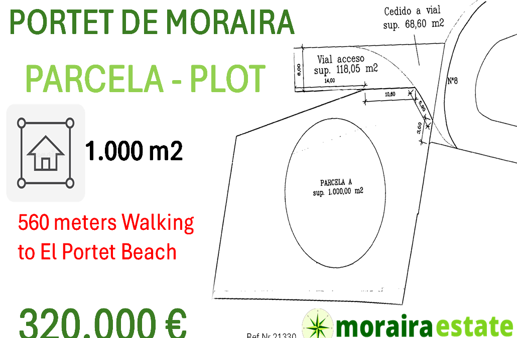 PARCELA-PLOT en El Portet De Moraira a 550 metros de la playa del Portet